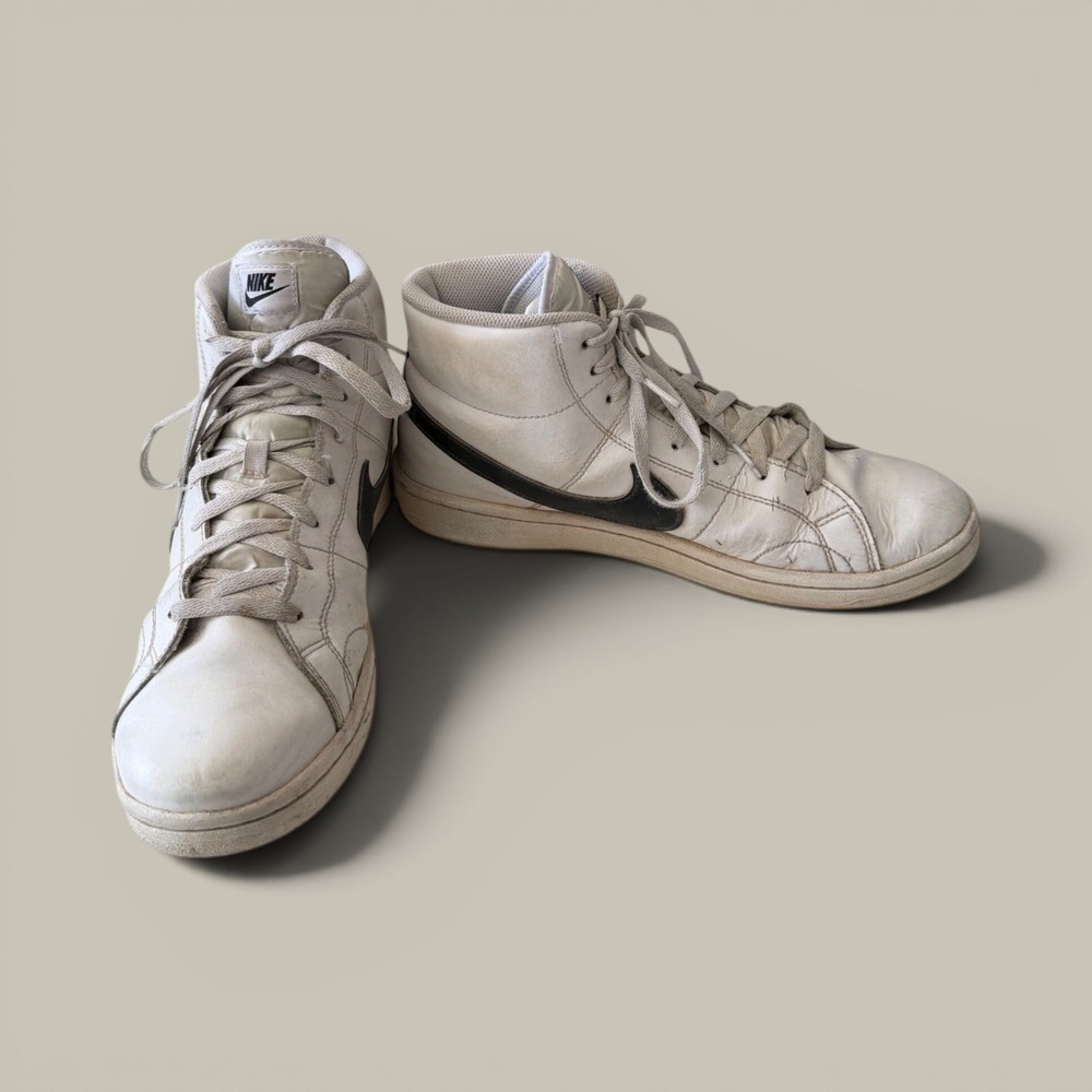 Nike Court Royale High Top Sneakers White Black Leather Mens 11 Heritage Shoes